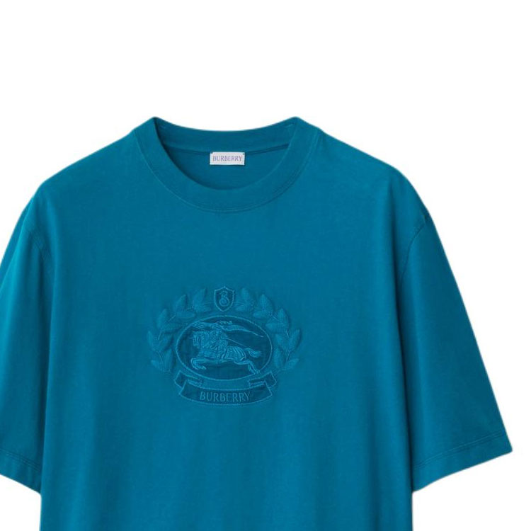Burberry SS24 Solid Color Logo Crew Neck T-Shirt Men’s Kingfisher Blue. 80935971 圖 8
