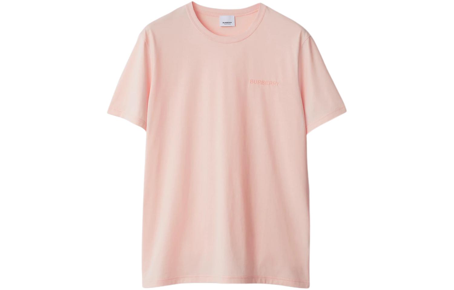 Order Burberry SS24 Solid Color Logo Embroidered Crewneck T-Shirt Pink 80843621