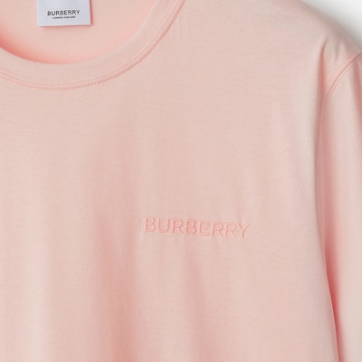 Burberry SS24 Solid Color Logo Embroidered Crewneck T-Shirt Pink 80843621 Cheap Burberry SS24 Solid Color Logo Embroidered Crewneck T-Shirt Pink 80843621