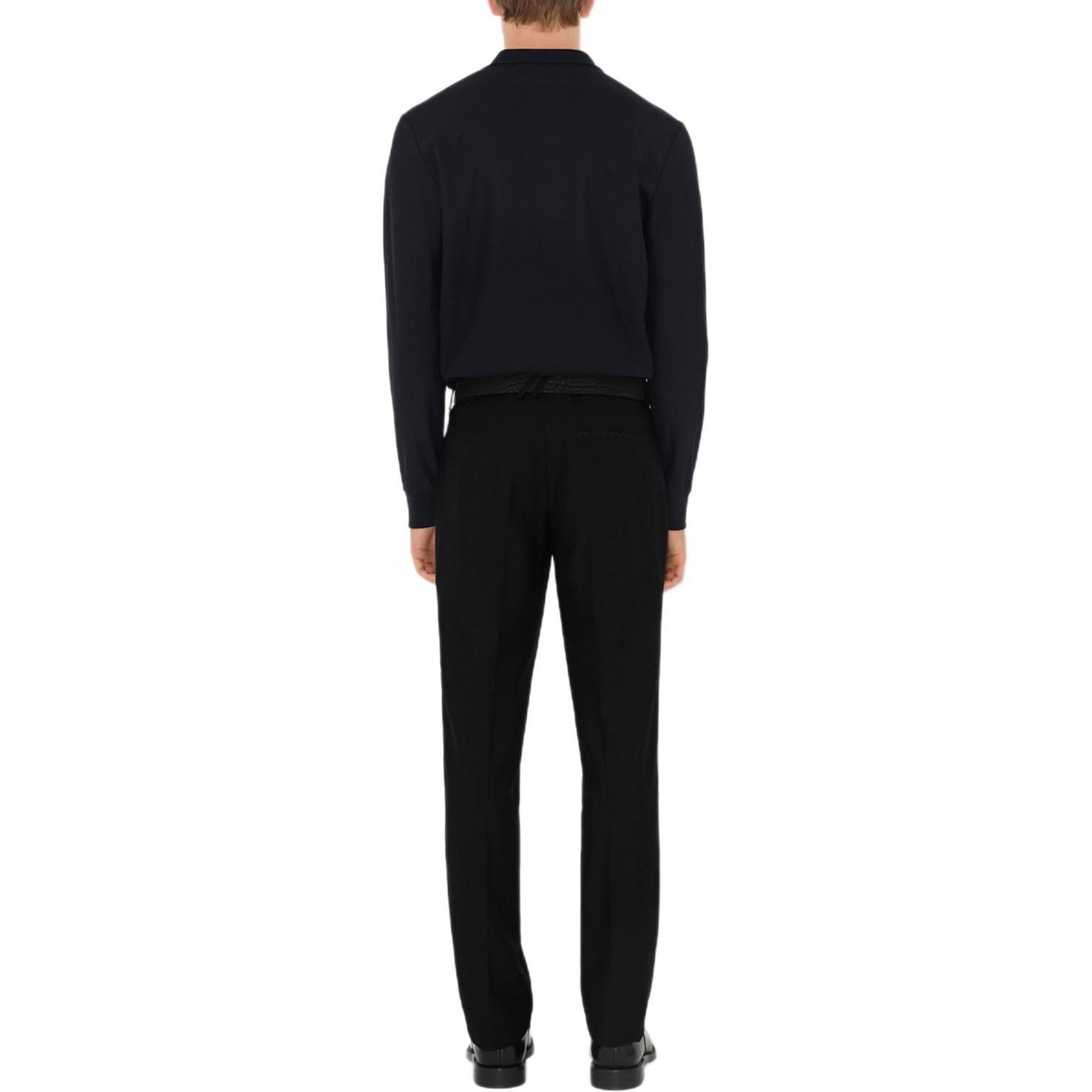 Shop 博柏利 SS24 煤蓝色刺绣标志纯色长袖男士POLO衫 80987991