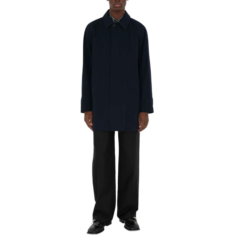 Shop Abrigo Corto Azul Oscuro Burberry SS24 Hombre Color Sólido Un Botón 80830751