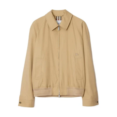 Burberry SS24 Solid Color Zip-Up Long Sleeve Jacket in Linen Beige 80931991