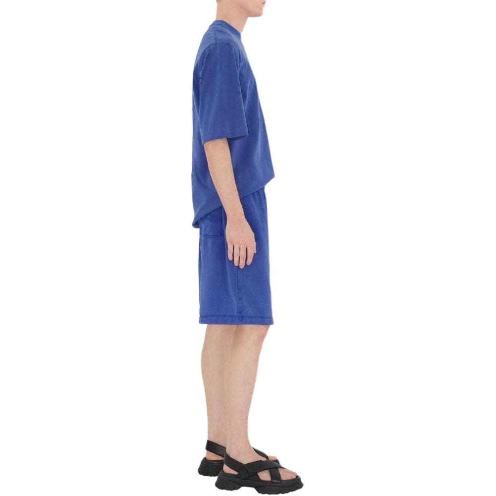 Purchase Burberry SS24 Solid Logo Embroidered Mid-Rise Straight Casual Shorts Blue Men 80909191