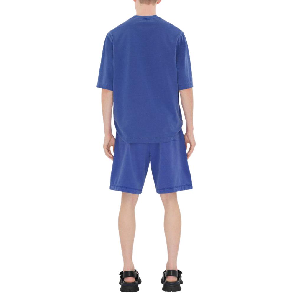 Sizing Burberry SS24 Solid Logo Embroidered Mid-Rise Straight Casual Shorts Blue Men 80909191