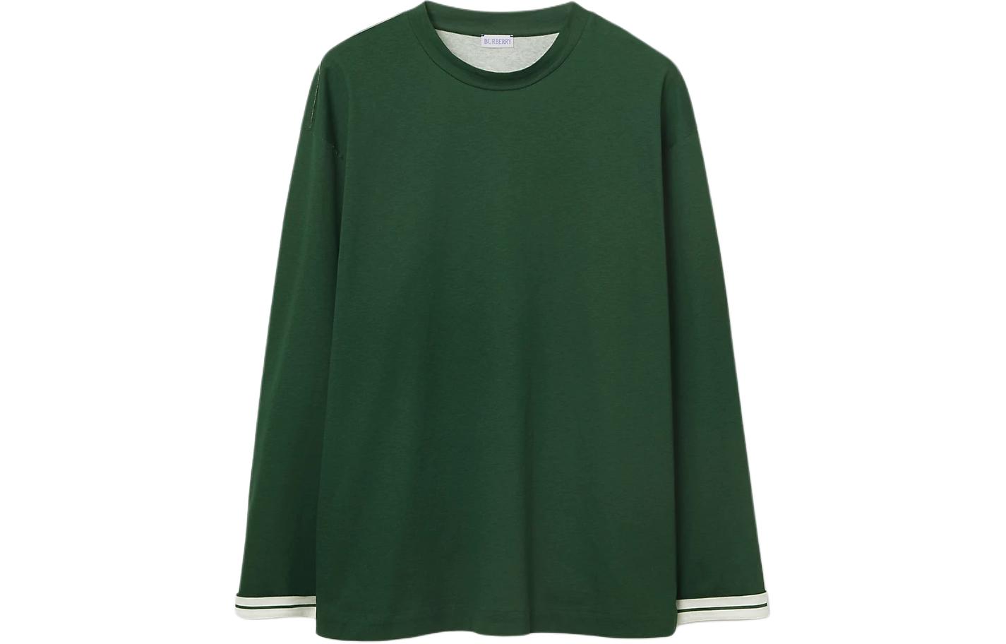 Burberry SS24 Striped Equestrian Logo Crewneck Sweatshirt Ivy Green Mens 80820081