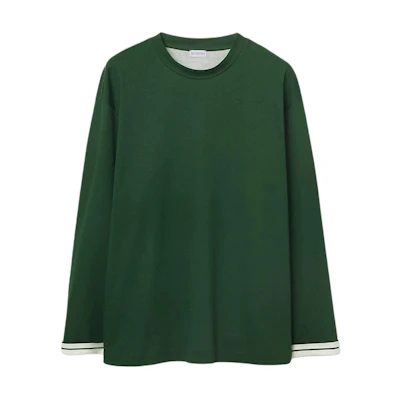 Burberry SS24 Striped Equestrian Logo Crewneck Sweatshirt Ivy Green Mens 80820081
