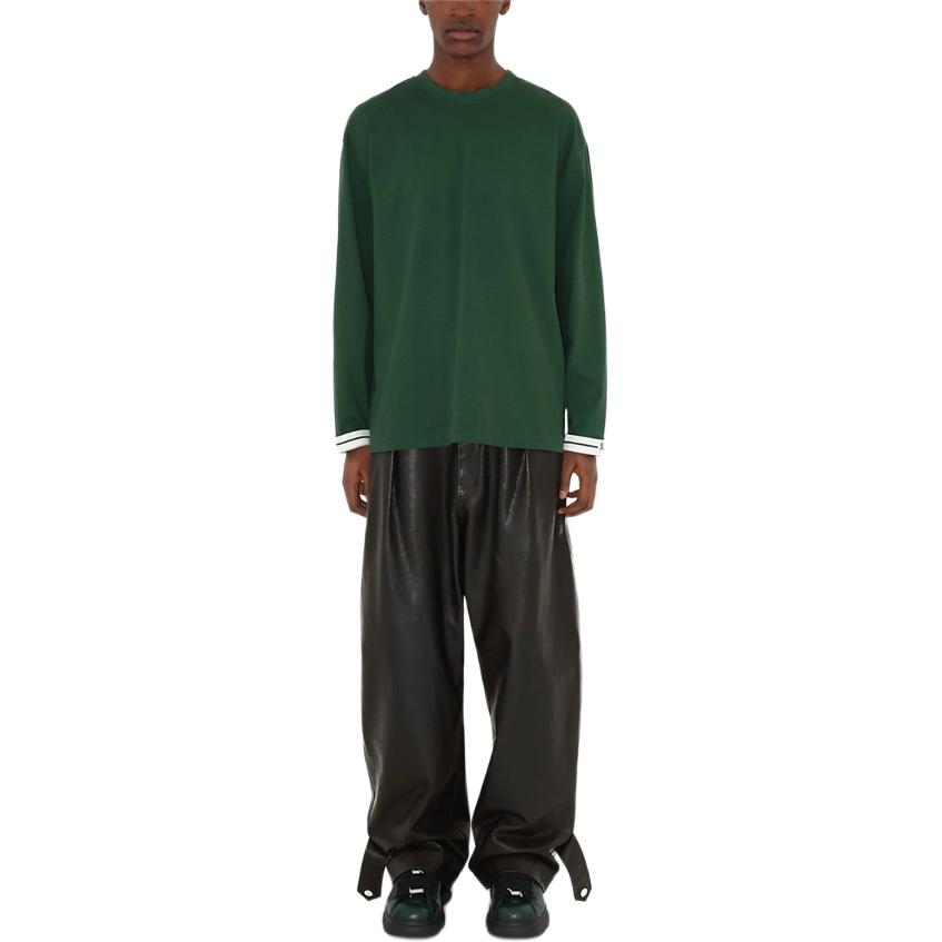 Shop バーバリー SS24 ストライプ エクエストリアンロゴ クルーネック スウェット メンズ アイビーグリーン 80820081