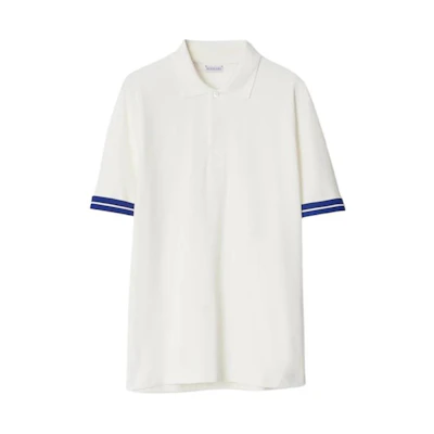Burberry SS24 Striped Equestrian Logo Short-Sleeve Polo Shirt Men. 80821241