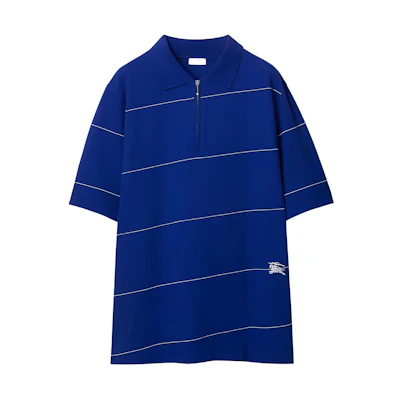 Burberry SS24 Striped Half-Zip Pullover Polo Shirt Blue 80837171