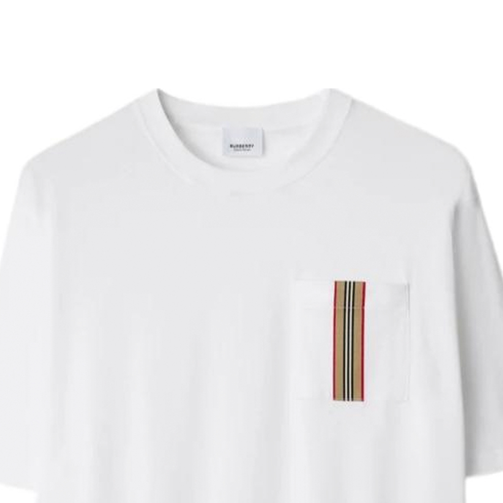 Purchase Burberry SS24 Kaos Pendek Logo Garis Crewneck Putih. 80847791