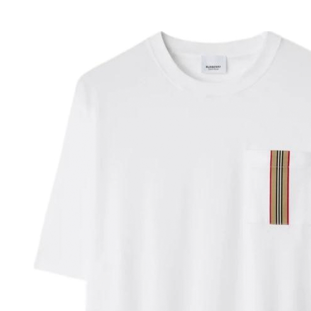 Details for Burberry SS24 Kaos Pendek Logo Garis Crewneck Putih. 80847791