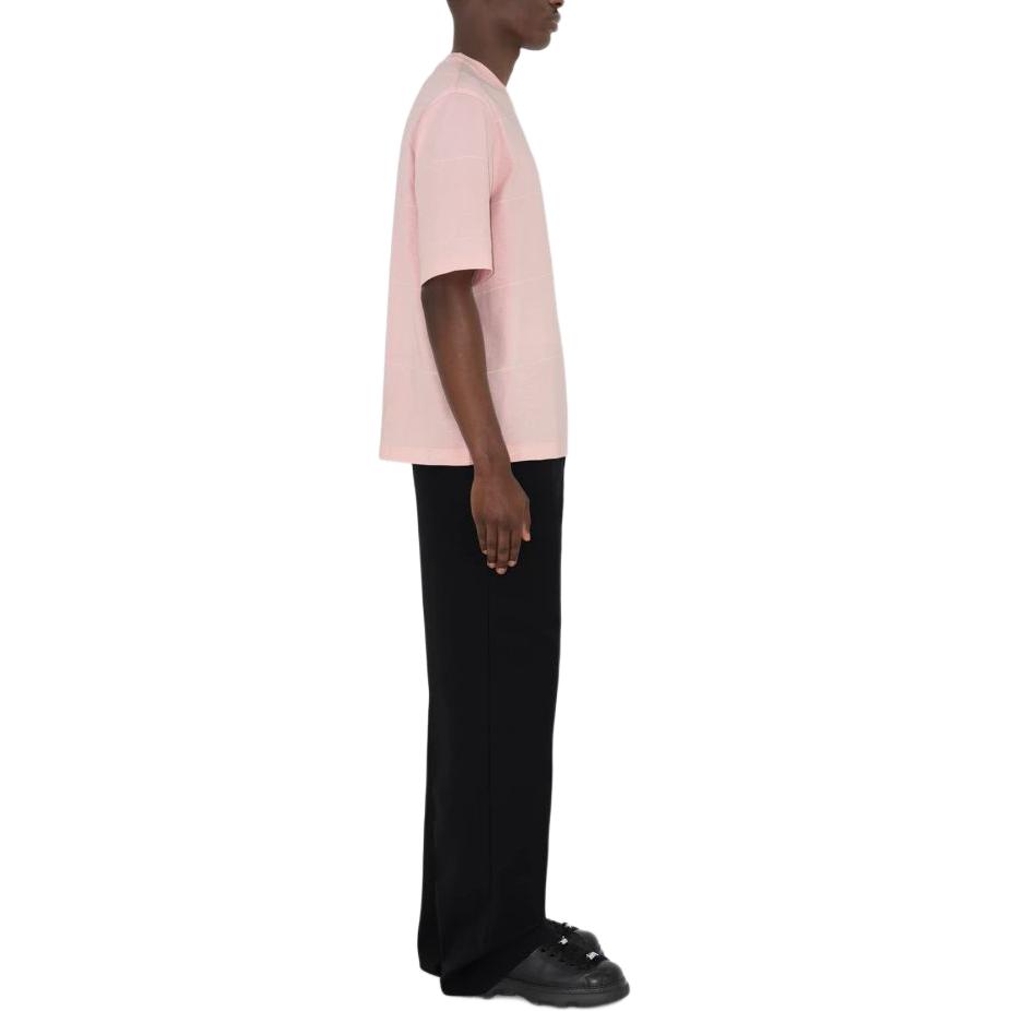 Sizing 博柏利 SS24 條紋刺繡Logo粉紅色男士圓領T恤 80820261
