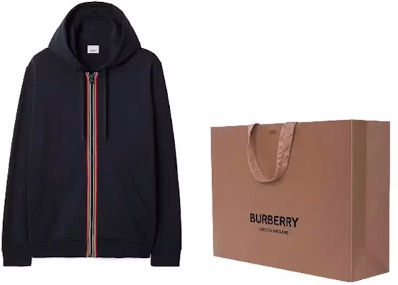 Sudadera con Capucha Burberry SS24 Rayas Cremallera Azul Marino Negro. 80844291 Shop Sudadera con Capucha Burberry SS24 Rayas Cremallera Azul Marino Negro. 80844291