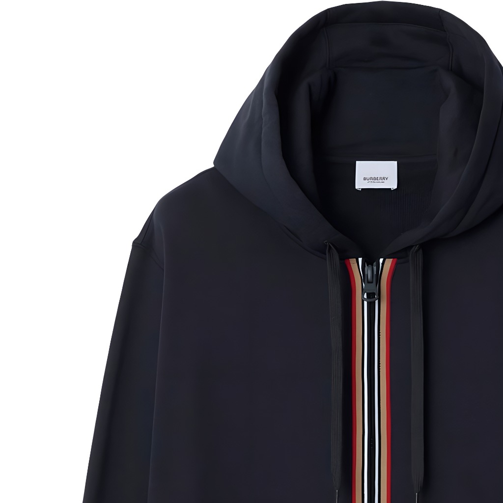 Details for Sudadera con Capucha Burberry SS24 Rayas Cremallera Azul Marino Negro. 80844291