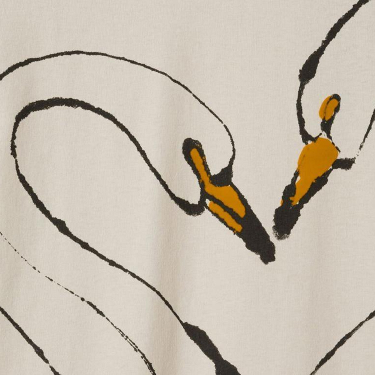 Shop Burberry SS24 天鵝印花短袖圓領T恤 杏仁米色 80964301