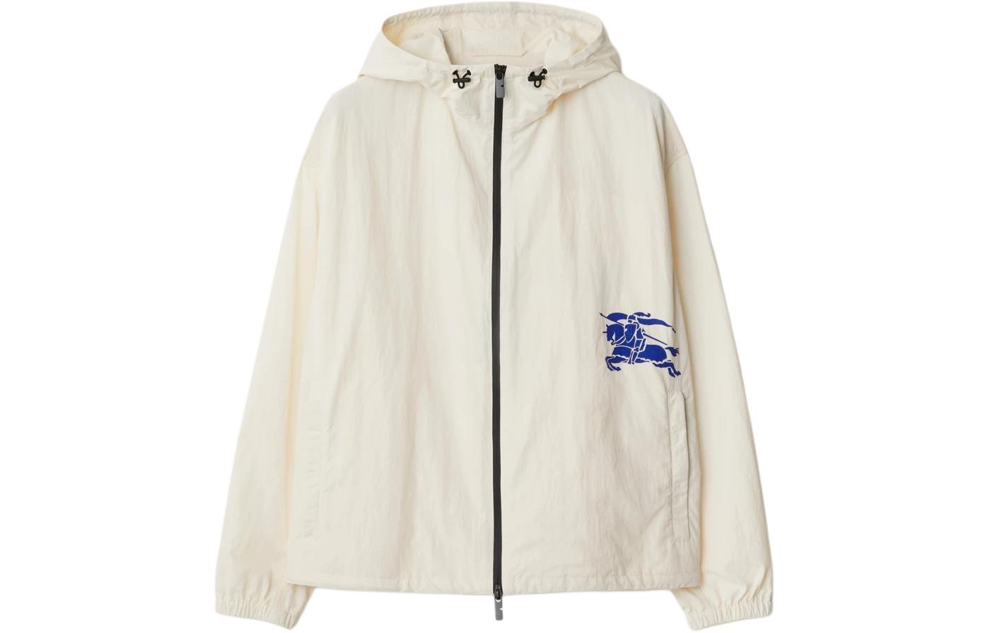 Burberry SS24 White Knight Logo Print Zip Hoodie Jacket for Men 80903951