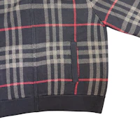 Details for Burberry SS25 Checkered Wool Knit Zipper Cardigan - Dark Navy Blue 80911651
