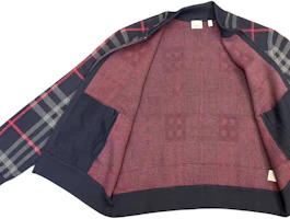 Sizing Burberry SS25 Checkered Wool Knit Zipper Cardigan - Dark Navy Blue 80911651