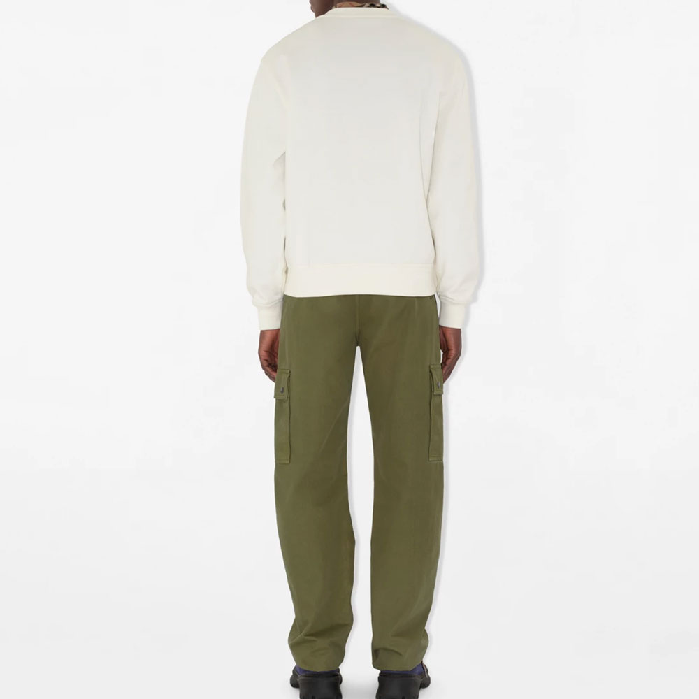 Shop Burberry SS25 EKD 標誌格紋羅紋針織棉質衛衣 粉白色 81105471