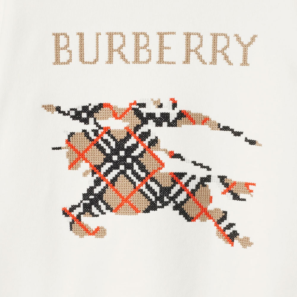 Details for Burberry SS25 EKD 標誌格紋羅紋針織棉質衛衣 粉白色 81105471