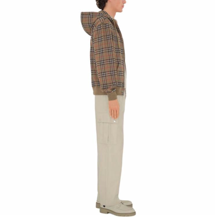 Purchase バーバリー SS25 チェック コットンブレンド ジップアップフーディー ブラウン 長袖 81028811