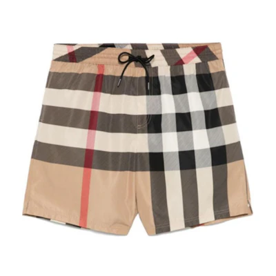 Burberry SS25 Check Drawstring Pocket Swim Shorts Men’s Khaki. 81072721