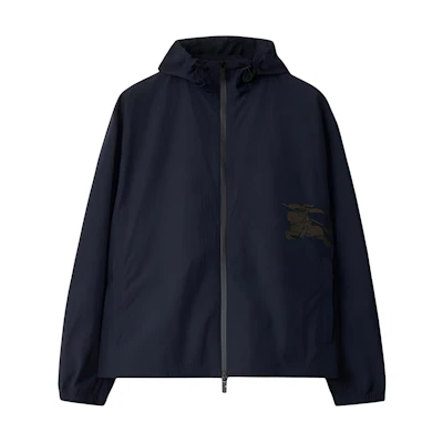Burberry SS25 Indigo Zip-Up Loose-Fit Long-Sleeve Jacket 81049131