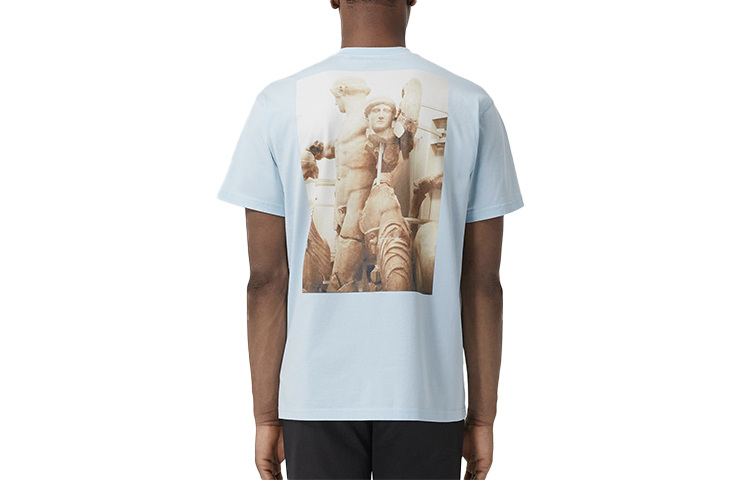 Burberry Statue Print Loose Fit Cotton T-Shirt for Men in Light Blue. 80439741 圖 2