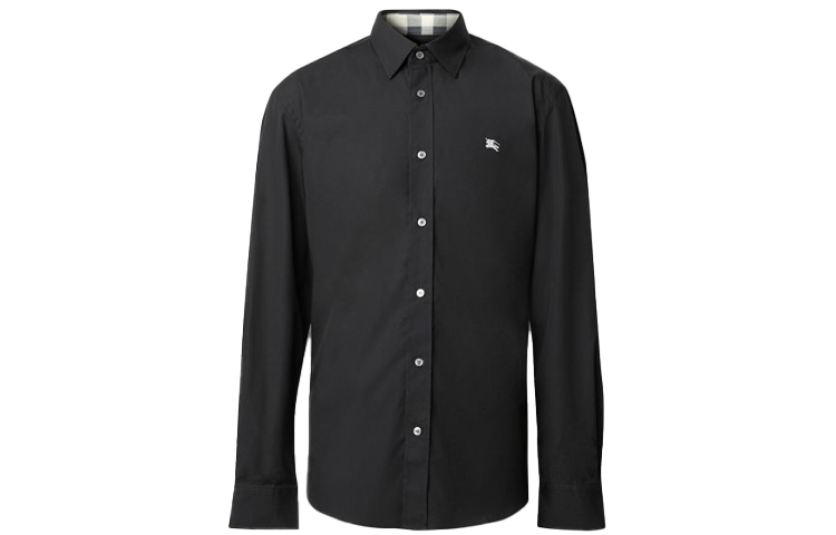 Burberry Stretch Long-Sleeve Shirt Horse Embroidery Logo Black. 80362911 圖 2
