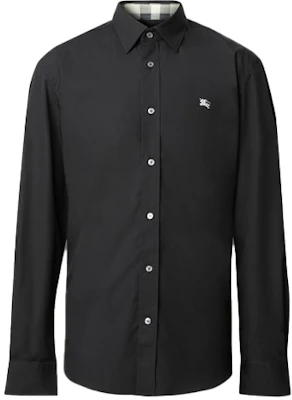 Burberry 彈性長袖襯衫 馬刺繡標誌 黑色 80362911 Order Burberry 彈性長袖襯衫 馬刺繡標誌 黑色 80362911