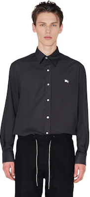 Burberry 彈性長袖襯衫 馬刺繡標誌 黑色 80362911 Shop Burberry 彈性長袖襯衫 馬刺繡標誌 黑色 80362911