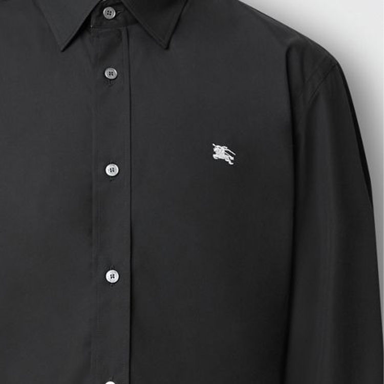 Burberry Stretch Long-Sleeve Shirt Horse Embroidery Logo Black. 80362911 圖 5
