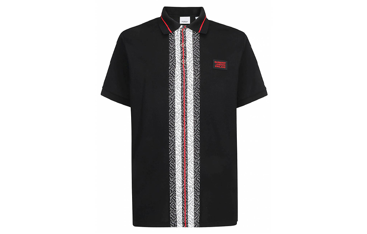 Burberry Stripe Logo Short-Sleeve Polo Shirt Black 80270161