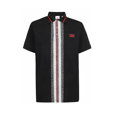 Burberry Stripe Logo Short-Sleeve Polo Shirt Black 80270161
