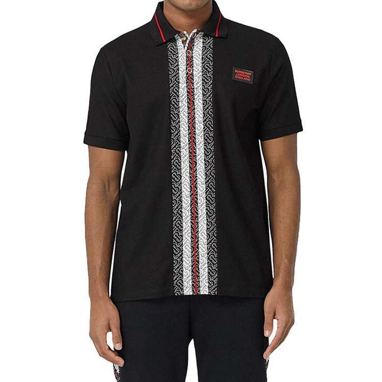 Burberry Stripe Logo Short-Sleeve Polo Shirt Black 80270161 圖 3