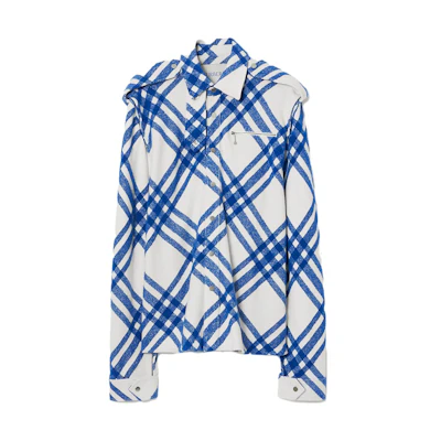 Burberry Stripe Print Colorblock Single-Breasted Long Sleeve Shirt Blue Men 80788651