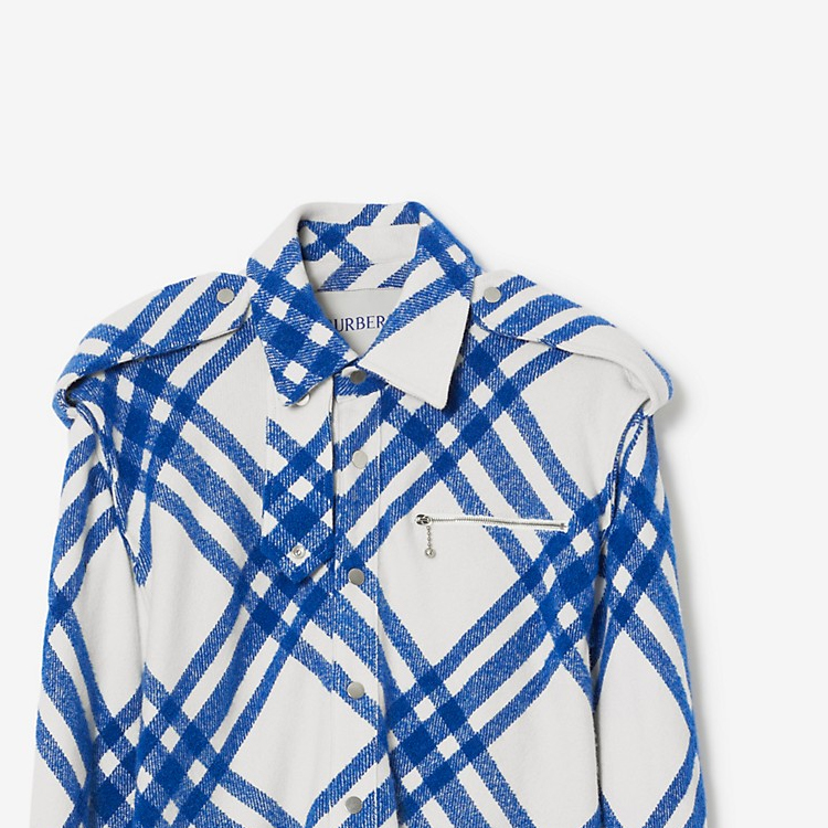 Details for BURBERRY條紋拼接單排扣長袖襯衫藍色男款 80788651