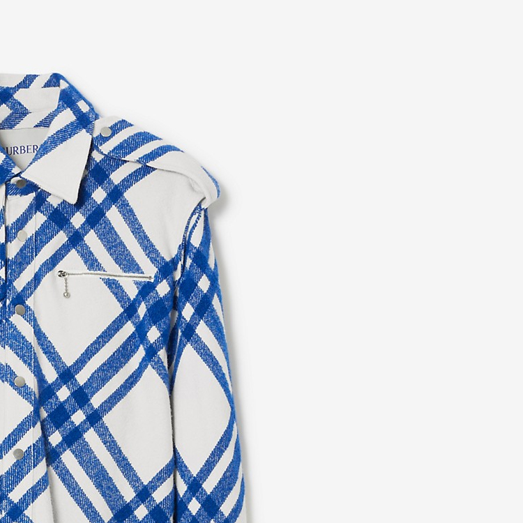 Sizing BURBERRY條紋拼接單排扣長袖襯衫藍色男款 80788651