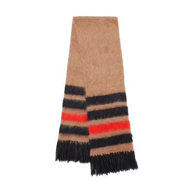 Burberry Striped Knit Warm Wool Scarf Unisex Couple Brown 80370781