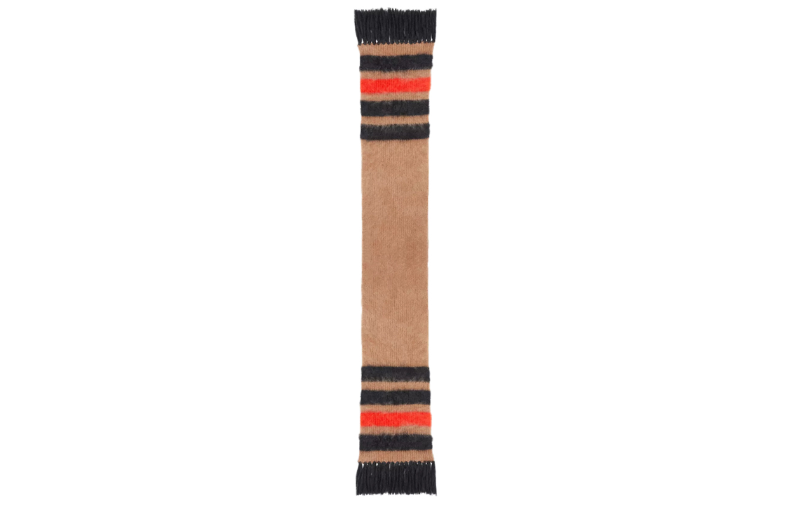 Burberry Striped Knit Warm Wool Scarf Unisex Couple Brown 80370781 圖 3
