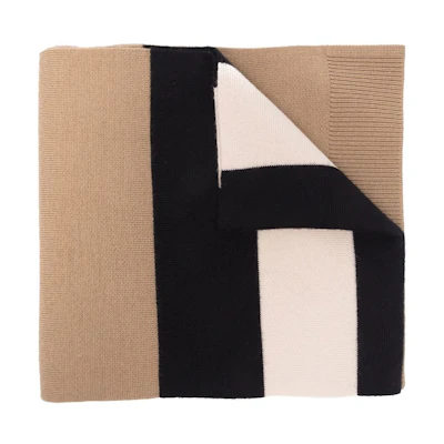 Burberry Striped Knit Wool Scarf Kids Brown 8053598ARCHIVE