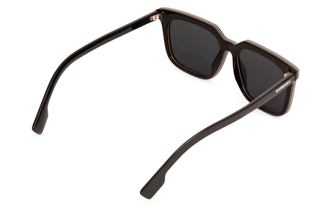 Burberry Striped Logo Irregular Acetate Sunglasses for Men Black B4337F-3798 圖 4