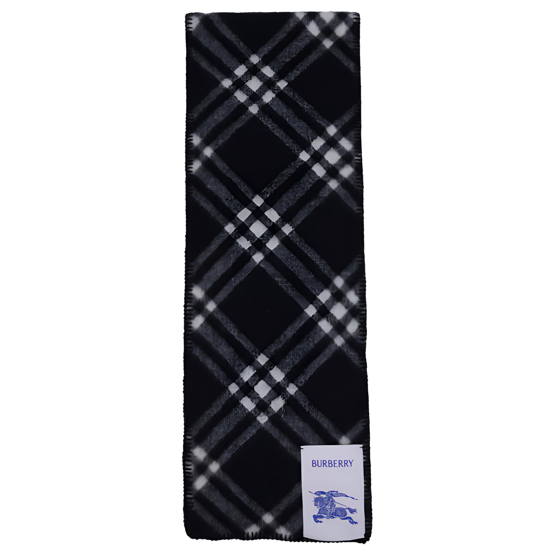 Burberry Striped Logo Patch Knit Scarf Unisex Couple Style Black 80792461