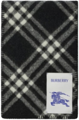 Burberry 條紋標誌貼布針織圍巾 情侶款 黑色 80792461 Lookbook Burberry 條紋標誌貼布針織圍巾 情侶款 黑色 80792461