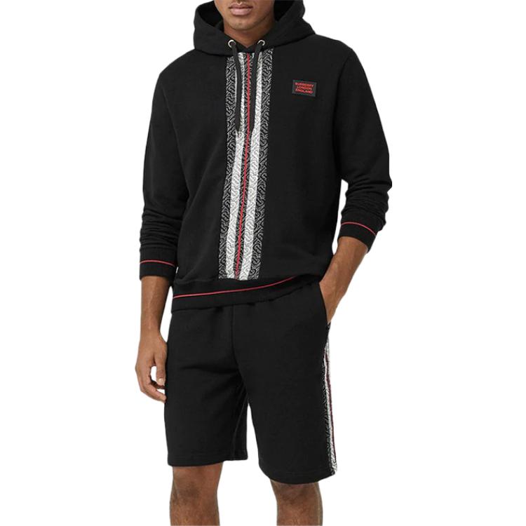 Burberry Striped Long Sleeve Hoodie with Drawstring Black Menswear 8026940 圖 3