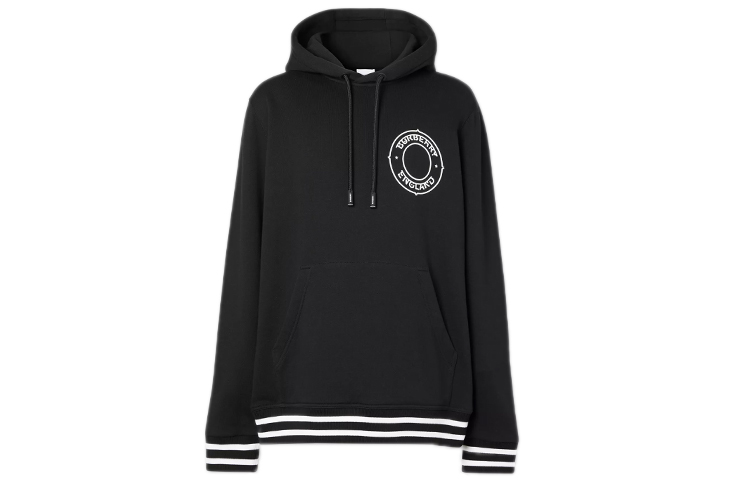 Burberry Striped Oversized Hoodie Black Long Sleeve Sweater 80345611