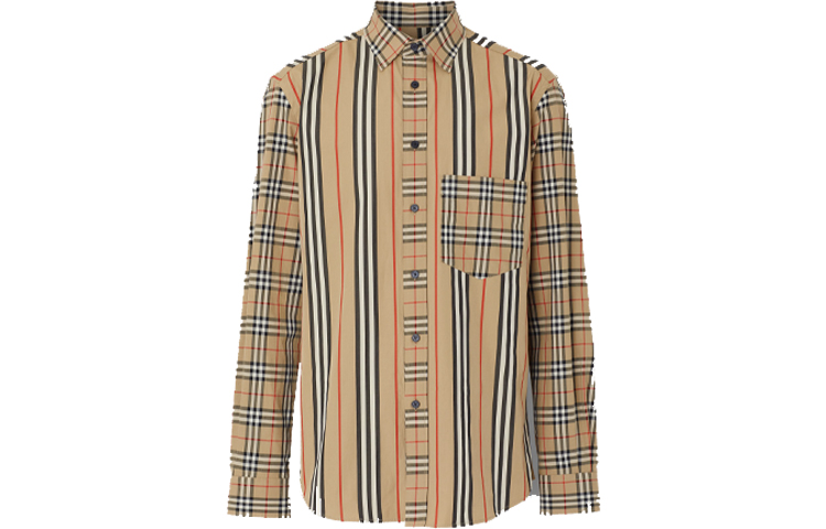 Burberry Striped Print Point Collar Long Sleeve Shirt Archive Beige 80106401 圖 2