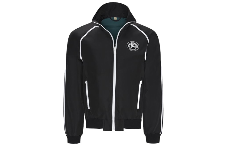 Burberry Striped Stand Collar Jacket Black 80046601