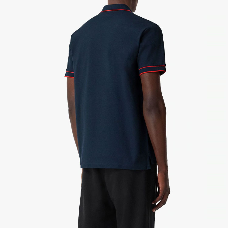 Burberry Striped Straight Cut Short Sleeve Polo Shirt Navy Blue 80340741 圖 4