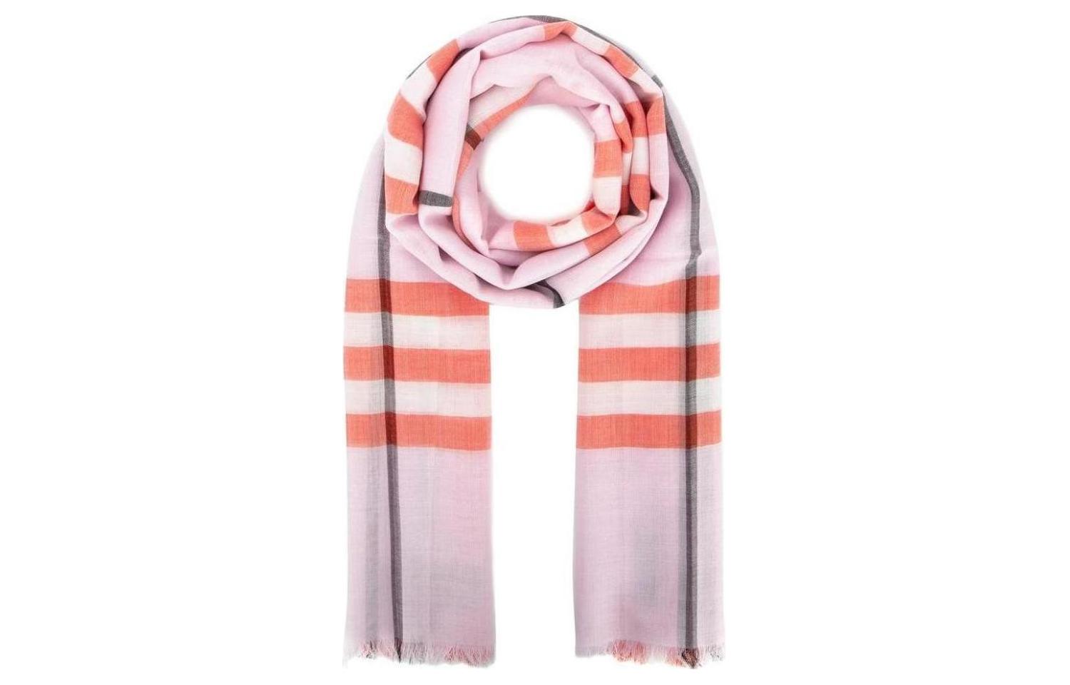 Burberry Striped Wool Scarf Pink for Men. 80045141